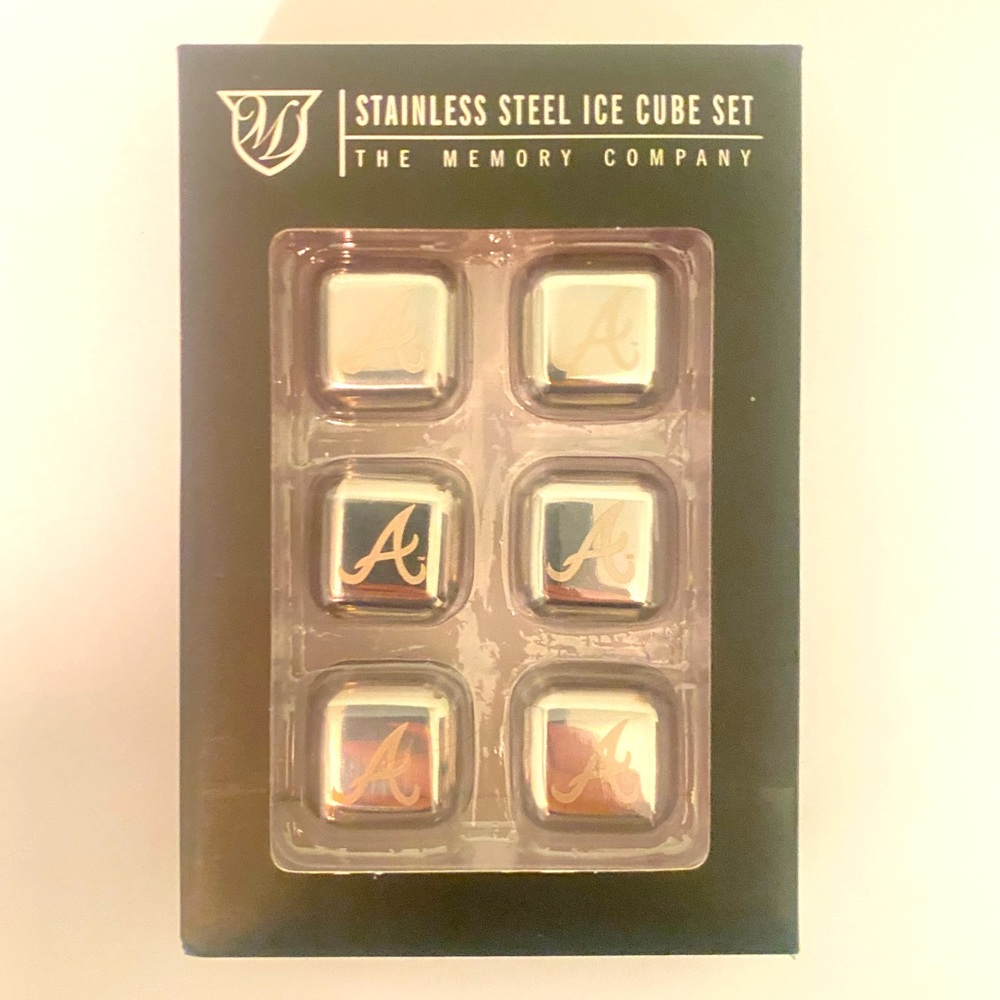 Atlanta Braves Stainless Steel Ice Cubes 6-Piece Set Sealed MLB Baseball Fan NEW